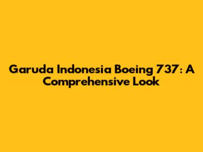 Garuda Indonesia Boeing 737: A Comprehensive Look