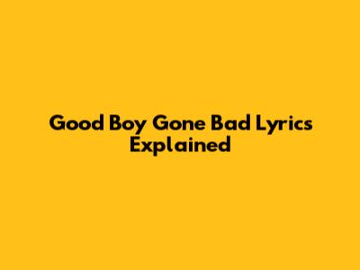 Good Boy Gone Bad Lyrics Explained