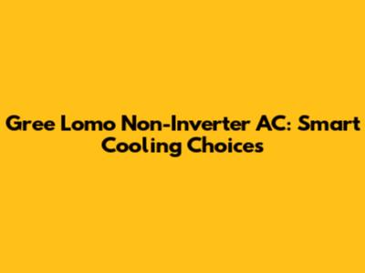 Gree Lomo Non-Inverter AC: Smart Cooling Choices