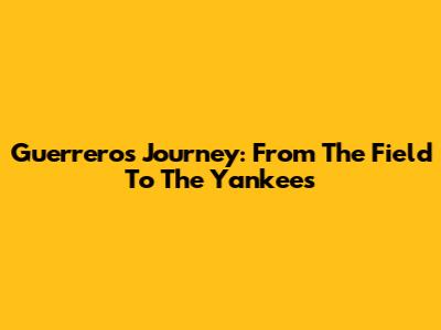 Guerrero's Journey: From The Field To The Yankees
