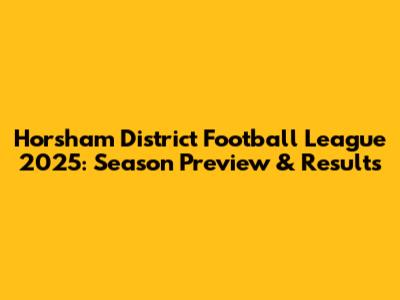 Horsham District Football League 2025: Season Preview & Results