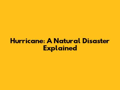 Hurricane: A Natural Disaster Explained