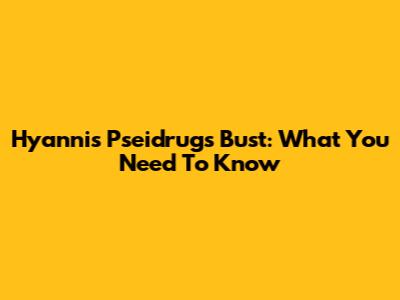 Hyannis Pseidrugs Bust: What You Need To Know