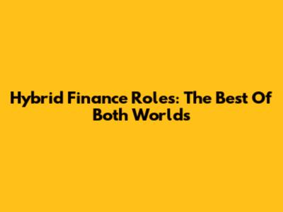 Hybrid Finance Roles: The Best Of Both Worlds