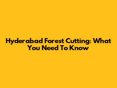 Hyderabad Forest Cutting: What You Need To Know