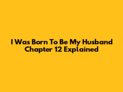 I Was Born To Be My Husband Chapter 12 Explained