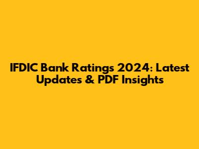 IFDIC Bank Ratings 2024: Latest Updates & PDF Insights