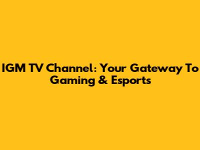 IGM TV Channel: Your Gateway To Gaming & Esports