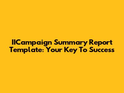 IICampaign Summary Report Template: Your Key To Success