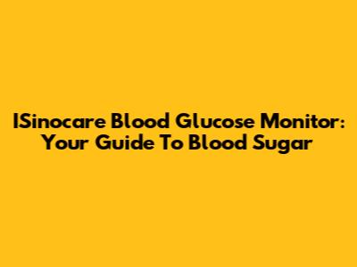 ISinocare Blood Glucose Monitor: Your Guide To Blood Sugar
