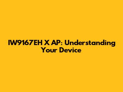 IW9167EH X AP: Understanding Your Device
