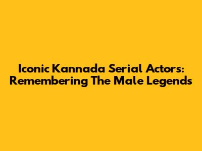 Iconic Kannada Serial Actors: Remembering The Male Legends