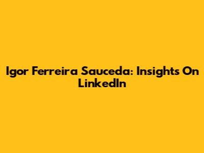 Igor Ferreira Sauceda: Insights On LinkedIn