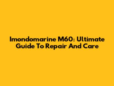 Imondomarine M60: Ultimate Guide To Repair And Care