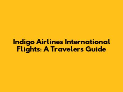 Indigo Airlines International Flights: A Traveler's Guide