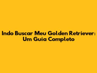 Indo Buscar Meu Golden Retriever: Um Guia Completo
