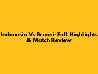 Indonesia Vs Brunei: Full Highlights & Match Review