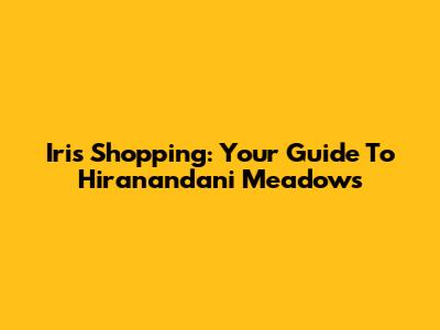 Iris Shopping: Your Guide To Hiranandani Meadows