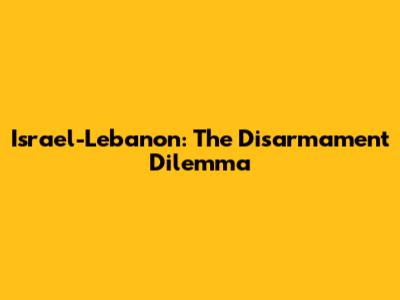 Israel-Lebanon: The Disarmament Dilemma