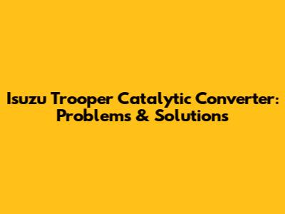 Isuzu Trooper Catalytic Converter: Problems & Solutions