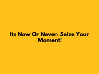 It's Now Or Never: Seize Your Moment!