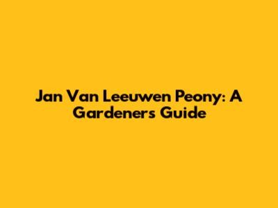 Jan Van Leeuwen Peony: A Gardener's Guide