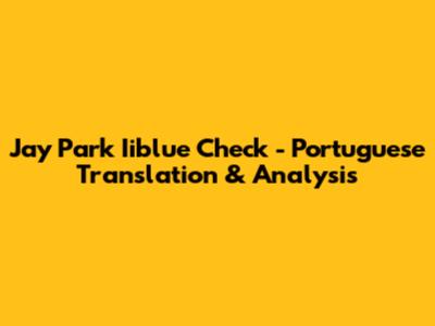 Jay Park 'Iiblue Check' - Portuguese Translation & Analysis