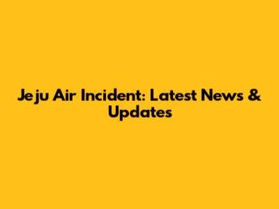 Jeju Air Incident: Latest News & Updates