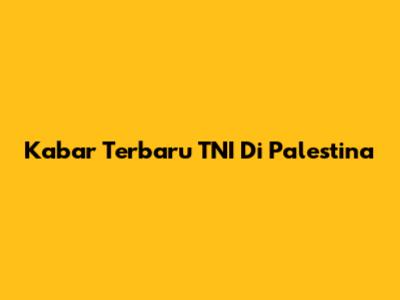 Kabar Terbaru TNI Di Palestina