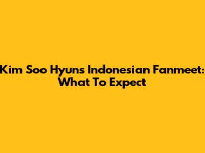 Kim Soo Hyun's Indonesian Fanmeet: What To Expect