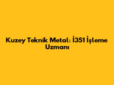 Kuzey Teknik Metal: İ351 İşleme Uzmanı