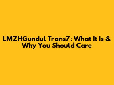 LMZHGundul Trans7: What It Is & Why You Should Care