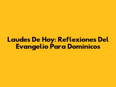 Laudes De Hoy: Reflexiones Del Evangelio Para Dominicos