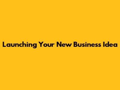 Launching Your New Business Idea