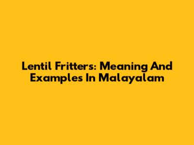 Lentil Fritters: Meaning And Examples In Malayalam