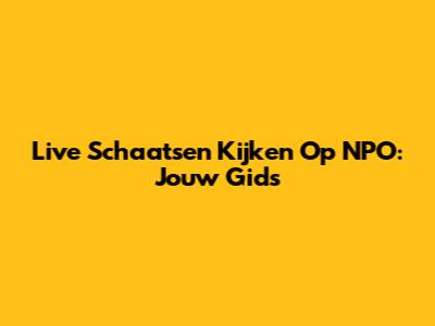 Live Schaatsen Kijken Op NPO: Jouw Gids