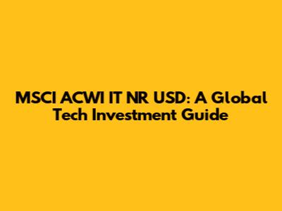 MSCI ACWI IT NR USD: A Global Tech Investment Guide