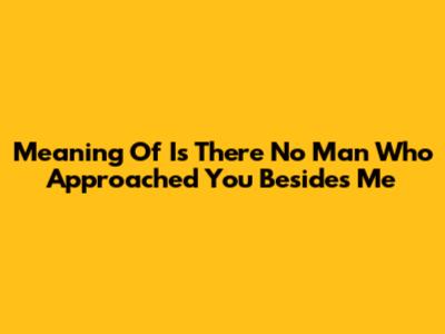 Meaning Of 'Is There No Man Who Approached You Besides Me'