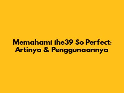 Memahami 'ihe39' So Perfect: Artinya & Penggunaannya