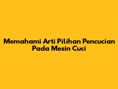 Memahami Arti Pilihan Pencucian Pada Mesin Cuci