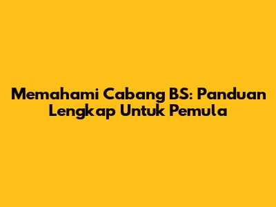 Memahami Cabang BS: Panduan Lengkap Untuk Pemula