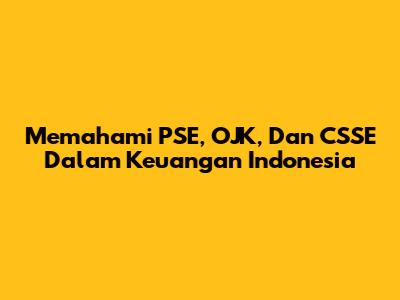 Memahami PSE, OJK, Dan CSSE Dalam Keuangan Indonesia