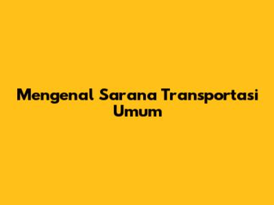 Mengenal Sarana Transportasi Umum