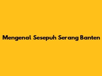 Mengenal Sesepuh Serang Banten