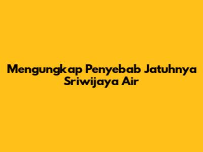 Mengungkap Penyebab Jatuhnya Sriwijaya Air
