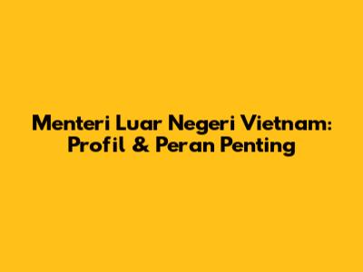 Menteri Luar Negeri Vietnam: Profil & Peran Penting