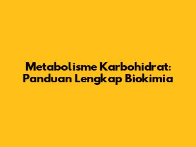 Metabolisme Karbohidrat: Panduan Lengkap Biokimia