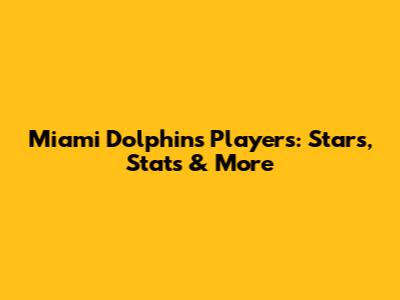 Miami Dolphins Players: Stars, Stats & More