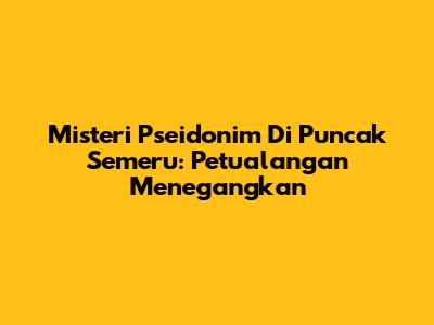 Misteri Pseidonim Di Puncak Semeru: Petualangan Menegangkan