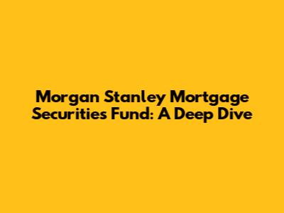 Morgan Stanley Mortgage Securities Fund: A Deep Dive